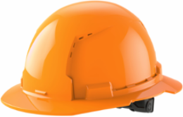 Orange Full Brim Vented Hard Hat, Adjustable Fit, Impact Resistant, Class C