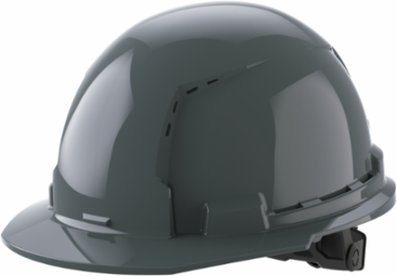 Gray Front Brim Vented Hard Hat, ANSI Type 1 Class C, 6-Point Suspension