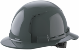 Gray Full Brim Vented Hard Hat - Type 1 Class C, 6pt Suspension, Impact Resistant
