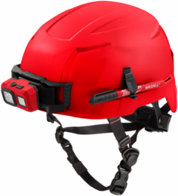 Red Type 2 Class E Safety Helmet, Impact Resistant, Adjustable Fit