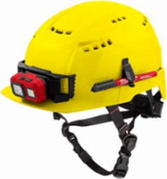 Yellow Front Brim Vented Safety Helmet, Type 2 Class C, Adjustable Fit