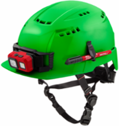 Green Front Brim Vented Safety Helmet, Type 2 Class C, Adjustable Fit