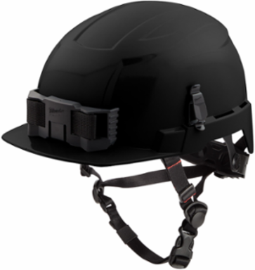 Black Front Brim Safety Helmet - Type 2 Class E, Adjustable Fit, Impact Resistant