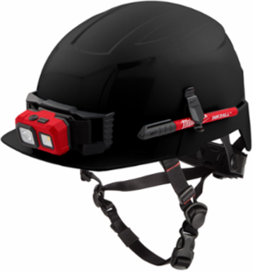 Black Front Brim Safety Helmet - Type 2 Class E, Adjustable Fit, Impact Resistant