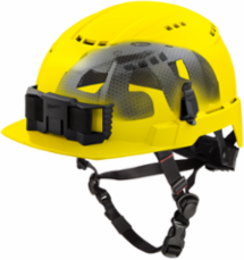 BOLT Yellow Vented Safety Helmet, Type 2 Class C, Impact Resistant, Adjustable Fit
