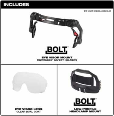 BOLT™ Eye Visor - Clear Dual Coat Lens (Compatible with Milwaukee® Safety Helmets)