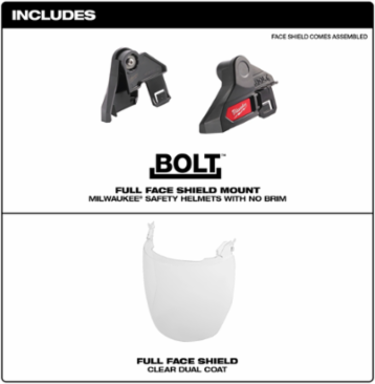 BOLT™ Full Face Shield - Clear Polycarbonate, 8.5 Inch Width, ANSI Z87.1+ Rated