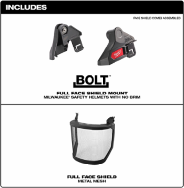 BOLT™ Metal Mesh Full Face Shield, 9.5 Inch Visor Height, Compatible with Safety Helmets