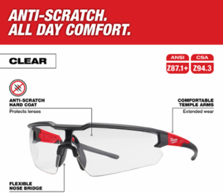 Safety Glasses - Clear Anti-Scratch Lenses