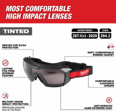 Vented Low-Profile Goggles - Tinted Dual Coat Lens