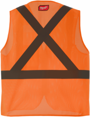 Class 2 High Visibility Orange Mesh Safety Vest S/M, 1 Pocket, Breathable