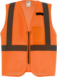 Class 2 High Visibility Orange Mesh Safety Vest S/M, 1 Pocket, Breathable