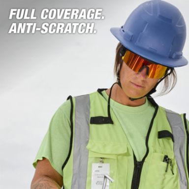 Wrap Around Safety Glasses - Red Mirrored Anti-Scratch Lenses