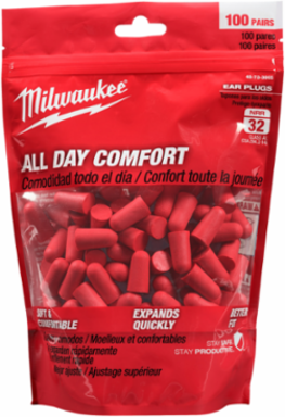 Disposable Ear Plugs, 100 Pair, NRR 32 dB, One Size Fits All