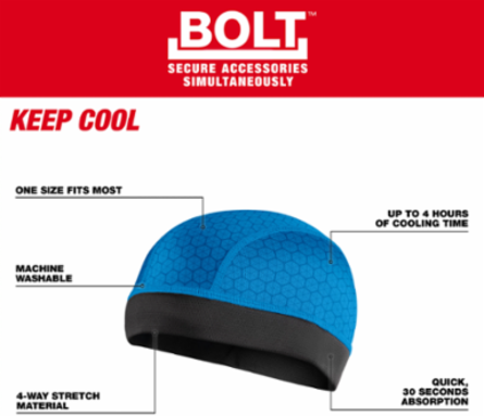 BOLT™ Cooling Skull Cap with 4-Hour Cooling, Machine Washable, One Size Fits Most