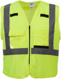 High Visibility Safety Vest - Class 2, 10 Pockets, Yellow, Fitted