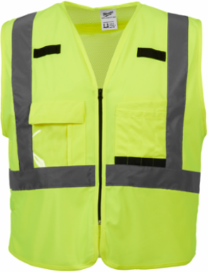 Class 2 High Visibility Safety Vest 4XL/5XL, 10 Pockets, Polyester, Yellow