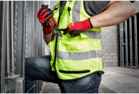 High Visibility Performance Safety Vest S/M with 15 Pockets and Reflective Trim