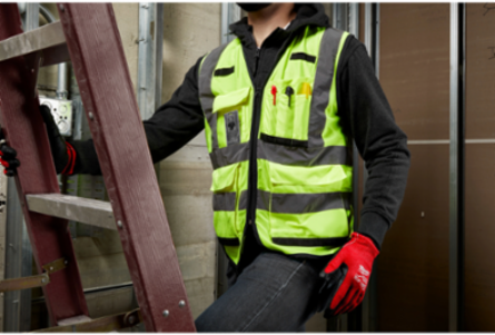 Class 2 High Visibility Orange Safety Vest - S/M, 15 Pockets, 600D Material
