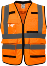 Class 2 High Visibility Orange Safety Vest - S/M, 15 Pockets, 600D Material