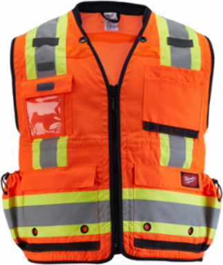 Class 2 High Visibility Safety Vest, L/XL, 27 Pockets, Tear-Resistant 600D