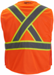 Class 2 Breakaway High Visibility Orange Mesh Safety Vest S/M, 9 Pockets, Lightweight