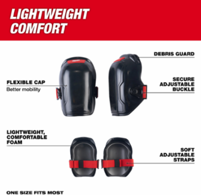 Free-Flex Knee Pads, One Size Fits All, Lightweight Foam, Water-Resistant Cap