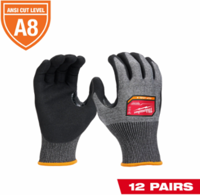 Cut Level 8 High-Dexterity Nitrile Dipped Gloves - Small, HPPE Material