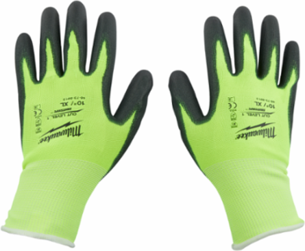 High Visibility Cut Level 1 Gloves - XXL, Polyurethane, 15 Gauge