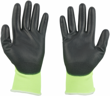 High Visibility Cut Level 1 Gloves - XXL, Polyurethane, 15 Gauge