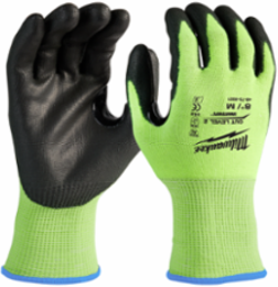 High Visibility Cut Level 2 Polyurethane Dipped Gloves - Medium, A2 Standard, Touchscreen Compatible