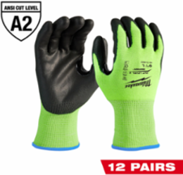 High Visibility Cut Level 2 Polyurethane Dipped Gloves Medium, Machine Washable