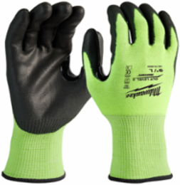 High Visibility Cut Level 3 Polyurethane Dipped Gloves - Large, A3