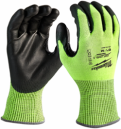 High Visibility ANSI/ISEA Cut Level 4 Gloves, Medium, Polyurethane, 13 Gauge
