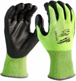 High Visibility Cut Level 4 Gloves, XL, Polyurethane Dipped, Touchscreen Compatible