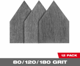 12 PK Mesh Sanding Sheets, 3.625 Inch, Grit 80/120/180, Hook and Loop