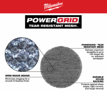 3” 320 Grit Mesh Sanding Discs with POWERGRID™ Tear Resistant Mesh – (12 PK) + Pad Saver