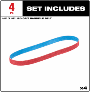 1/2” x 18” 120 Grit Bandfile Belts – 4 pack