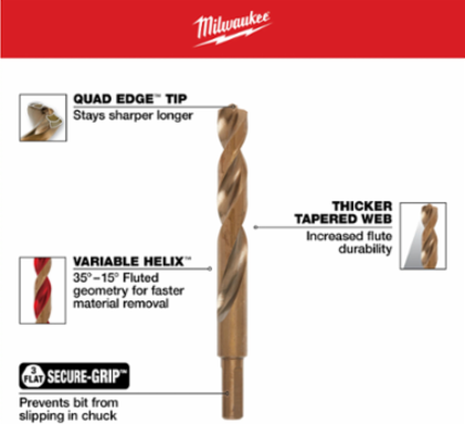 RED HELIX™ Cobalt Drill Bit Set – 23PC, Includes 1/16 to 3/8 Inch Bits