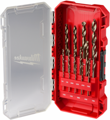 15PC RED HELIX Cobalt Drill Bit Set, Includes 1/16" to 3/8" Sizes