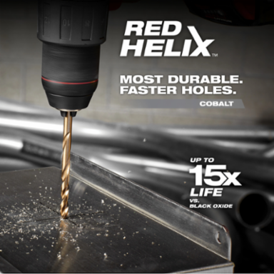 15PC RED HELIX Cobalt Drill Bit Set, Includes 1/16" to 3/8" Sizes