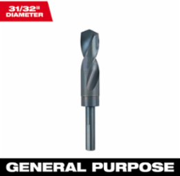 31/32 Inch Black Oxide Drill Bit, 135° Split Point, 4 Inch Length