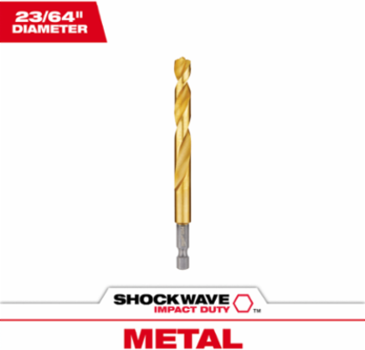 23/64 Inch SHOCKWAVE Impact Duty Titanium Drill Bit, 4.61 Inch Length