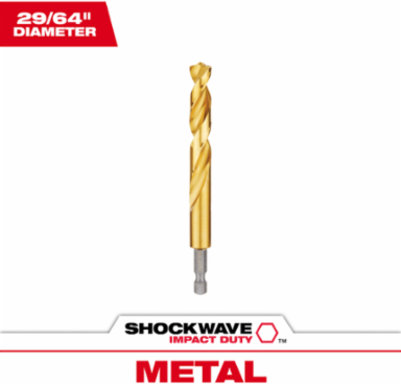 29/64 Inch SHOCKWAVE™ Titanium Drill Bit, 3.5 Inch Length, Hex Shank