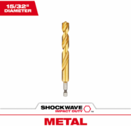 15/32 Inch SHOCKWAVE Impact Duty Titanium Drill Bit, 5 Inch Length, Hex Shank