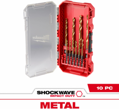 10PC RED HELIX Titanium Drill Bit Set with 1/4 Inch Hex Shank