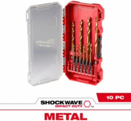 10PC RED HELIX Titanium Drill Bit Set with 1/4 Inch Hex Shank