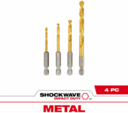 SHOCKWAVE™ 4PC Titanium Drill Bit Set, 1/8" to 1/4" Sizes, Split Point Tip