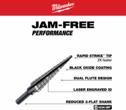 #1 Step Drill Bit 1/8 Inch - 1/2 Inch, 2.375 Inch Drilling Depth, Black Oxide