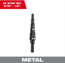 Step Drill Bit 3/16 Inch - 1/2 Inch by 1/16 Inch, Black Oxide, 0.25 Inch Length